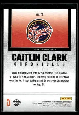 2025 Panini Caitlin Clark Chronicled Caitlin Clark #9 Indiana Fever - Basketball Card Single