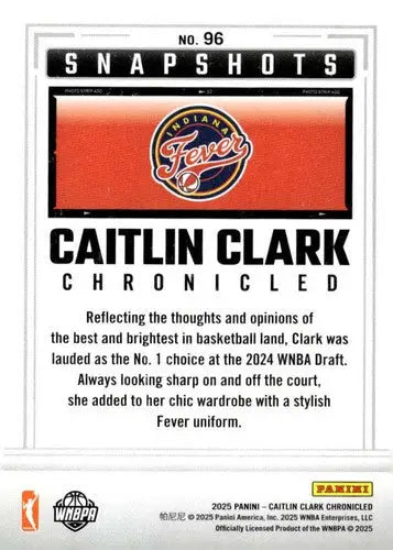 2025 Panini Caitlin Clark Chronicled #96 Caitlin Clark NM Near Mint Sna ID:83126 - Basketball Card Single