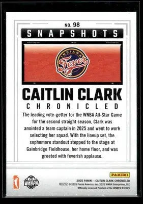 2025 Panini Caitlin Clark Chronicled Caitlin Clark #98 Indiana Fever - Basketball Card Single
