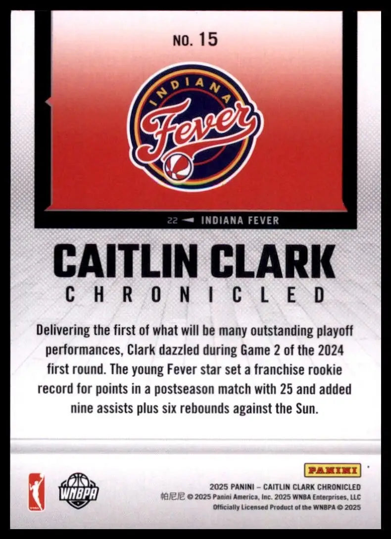 2025 Panini Caitlin Clark Chronicled - WNBA Caitlin Clark #15 - Basketball Card Single