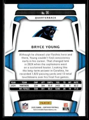 2025 Panini Certified Bryce Young #14 Carolina Panthers - Football Card Single