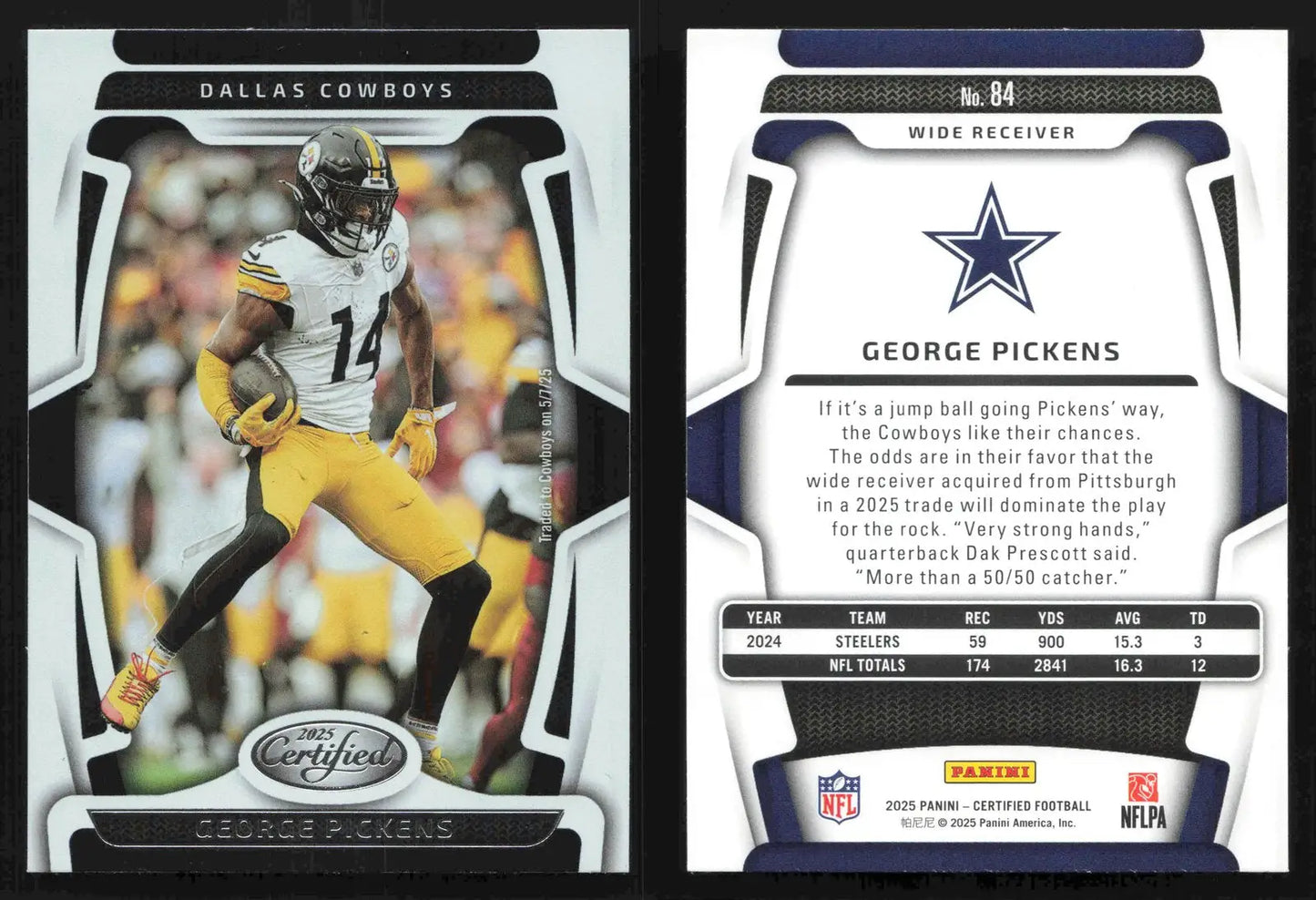 2025 Panini Certified GEORGE PICKENS #84 Dallas Cowboys - Football Card Single