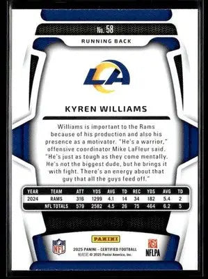 2025 Panini Certified Kyren Williams #58 Los Angeles Rams - Football Card Single