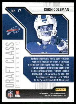 2025 Panini Contenders Draft Class Keon Coleman #17 Football - Football Card Single