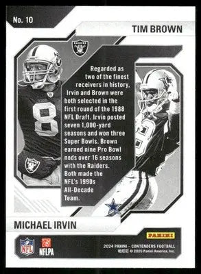 2025 Panini Contenders Draft Class Michael Irvin Tim Brown #No. 10 Football - Football Card Single