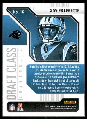 2025 Panini Contenders Draft Class Xavier Legette #16 RC Football - Football Card Single