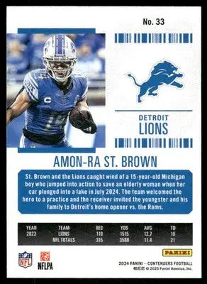 2025 Panini Contenders Football Amon-Ra St. Brown #33 Football - Football Card Single