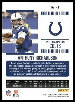 2025 Panini Contenders Football Anthony Richardson #42 Football - Football Card Single