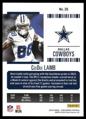 2025 Panini Contenders Football Ceedee Lamb #26 Football - Football Card Single