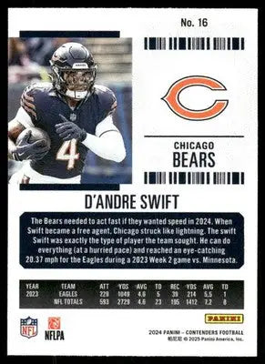 2025 Panini Contenders Football D’Andre Swift #16 Football - Football Card Single