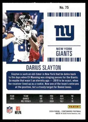 2025 Panini Contenders Football Darius Slayton #75 Football - Football Card Single