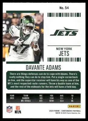 2025 Panini Contenders Football Davante Adams #54 Football - Football Card Single