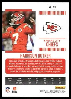 2025 Panini Contenders Football Harrison Butker #49 Football - Football Card Single
