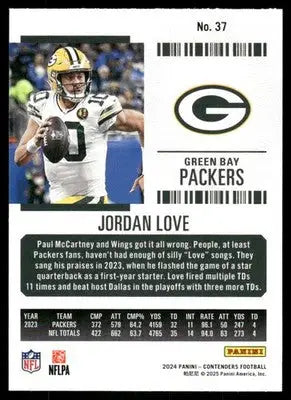 2025 Panini Contenders Football Jordan Love #219 Football - Football Card Single