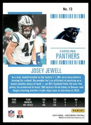 2025 Panini Contenders Football Josey Jewell #13 Football - Football Card Single