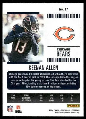 2025 Panini Contenders Football Keenan Allen #17 Football - Football Card Single