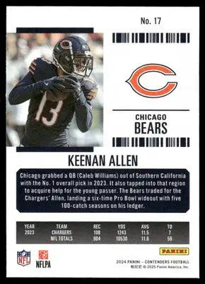 2025 Panini Contenders Football Keenan Allen #17 Football - Football Card Single