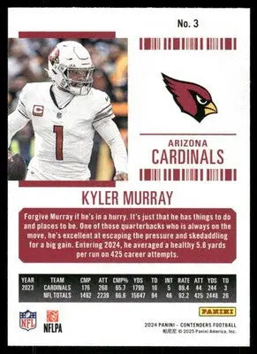 2025 Panini Contenders Football Kyler Murray #3 Football - Football Card Single