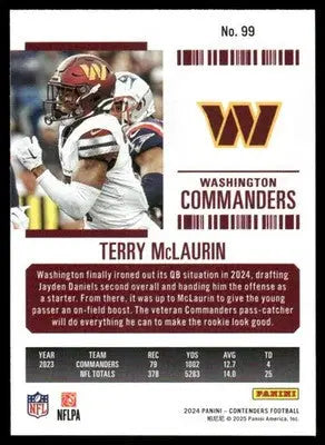 2025 Panini Contenders Football Terry McLaurin #99 Football - Football Card Single