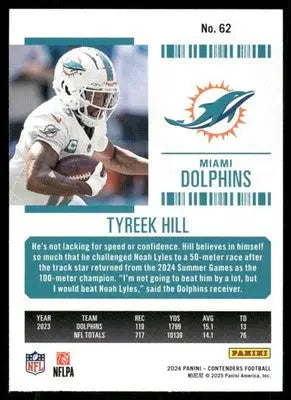 2025 Panini Contenders Football Tyreek Hill #62 Football - Football Card Single