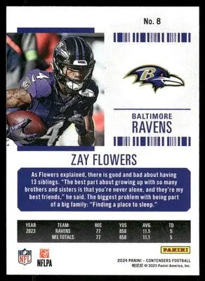 2025 Panini Contenders Football Zay Flowers #8 Football - Football Card Single