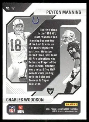 2025 Panini Contenders Historic Draft Class Peyton Manning Woodson #17 Red - Football Card Single