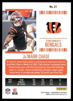 2025 Panini Contenders Ja’Marr Chase #21 Football - Football Card Single