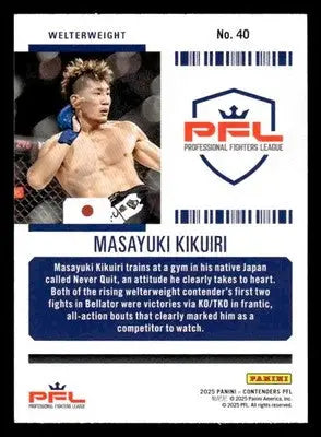 2025 Panini Contenders PFL #40 Masayuki Kikuiri Season Ticket Silver - Mixed Martial Arts Card Single