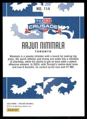 2025 Panini Crusade Arjun Nimmala #114 Baseball