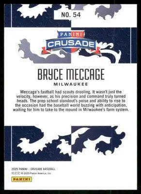 2025 Panini Crusade Baseball Bryce Meccage #54 Gold Baseball