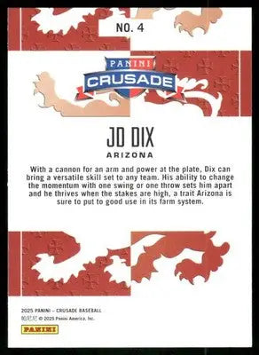 2025 Panini Crusade Baseball JD Dix #4 Baseball - Baseball Card Single