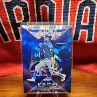 2025 Panini Crusade Carter Jensen Blue Cracked Ice #17 Royals - Baseball Card Single