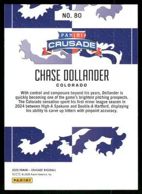 2025 Panini Crusade Chase Dollander #80 RC Baseball - Baseball Card Single