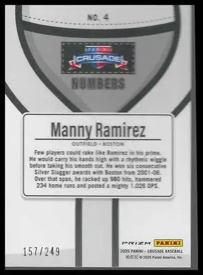 2025 Panini Crusade Numbers Green #4 Manny Ramirez #157/249