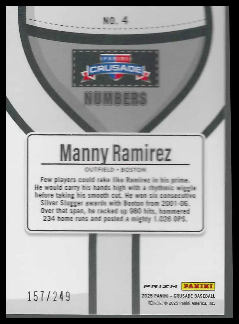 2025 Panini Crusade Numbers Green #4 Manny Ramirez #157/249