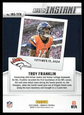 2025 Panini Donruss Best of Instant Troy Franklin #INS-TFN Football - Football Card Single