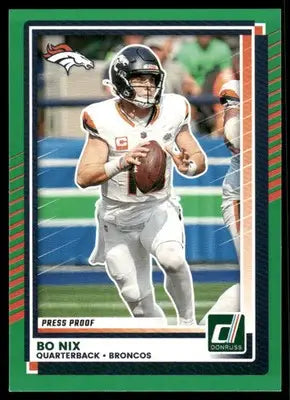 2025 Panini Donruss Bo Nix #39 Press Proof Green Football - Football Card Single