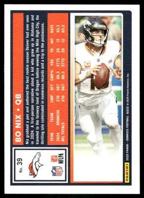 2025 Panini Donruss Bo Nix #39 Press Proof Green Football - Football Card Single