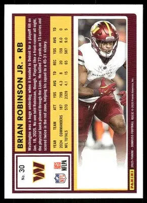 2025 Panini Donruss Brian Robinson Jr. #30 Football - Football Card Single
