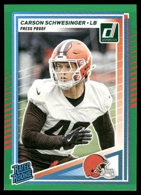 2025 Panini Donruss Carson Schwesinger #392 Press Proof Green Football - Football Card Single