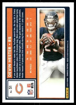 2025 Panini Donruss Devin Hester #51 Football - Football Card Single