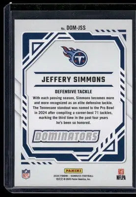 2025 Panini Donruss Dominators Jeffery Simmons #DOM-JSS Football - Football Card Single
