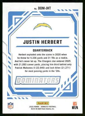 2025 Panini Donruss Dominators Justin Herbert #DOM-JHT Football - Football Card Single