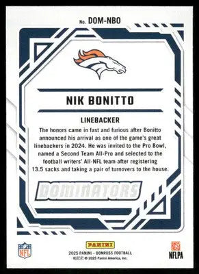2025 Panini Donruss Dominators Nik Bonitto #DOM-NBO Football - Football Card Single