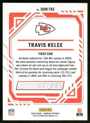 2025 Panini Donruss Dominators Travis Kelce #DOM-TKE Football - Football Card Single