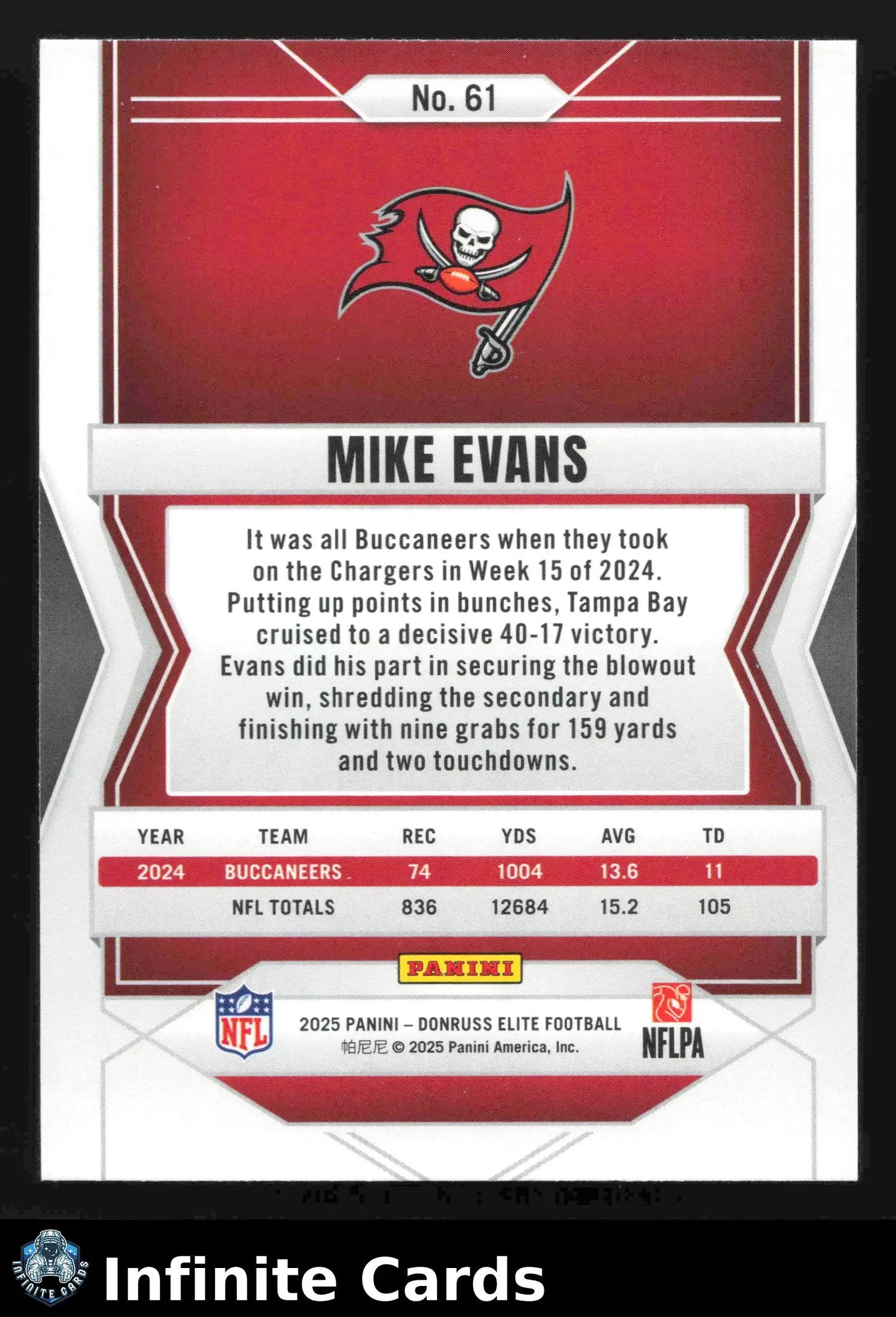 2025 Panini Donruss Elite Football MIKE EVANS #61 Tampa Bay Buccaneers - Football Card Single