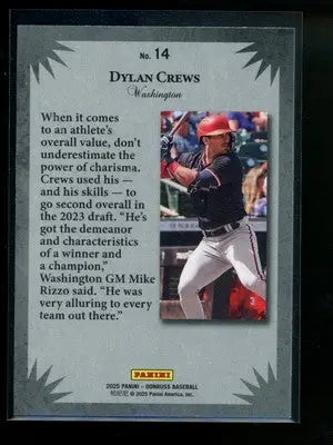 2025 Panini Donruss Elite Series Dylan Crews #14 RC Baseball - Baseball Card Single