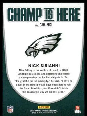 2025 Panini Donruss Football Champ Is Here Nick Sirianni #CIH-NSI Football - Football Card Single