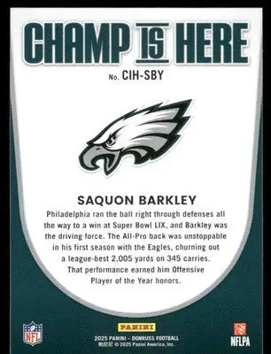 2025 Panini Donruss Football Champ Is Here Saquon Barkley #CIH-SBY Football - Football Card Single