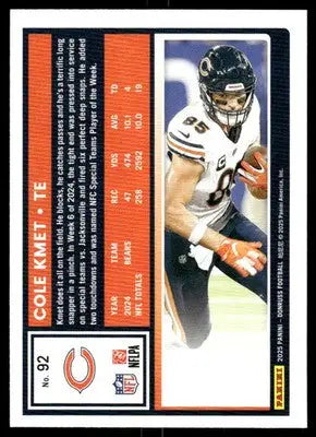 2025 Panini Donruss Football Cole Kmet #92 Football - Football Card Single
